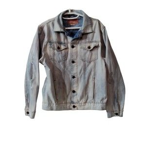 Men's Distressed Denim‎ Jacket Size Large